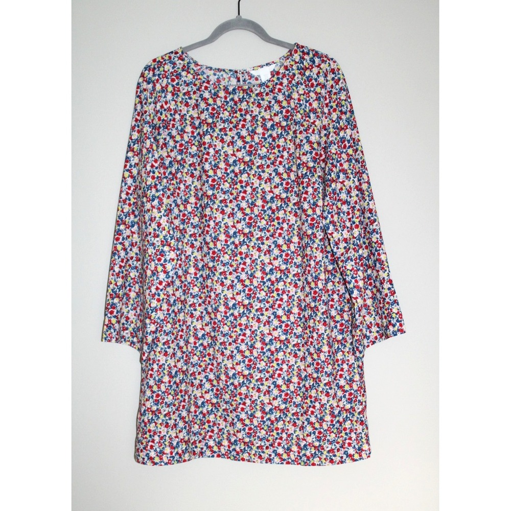 H&M Women's Lightweight Crew Neck Floral Long Sleeve Mini Dress Relaxed Medium